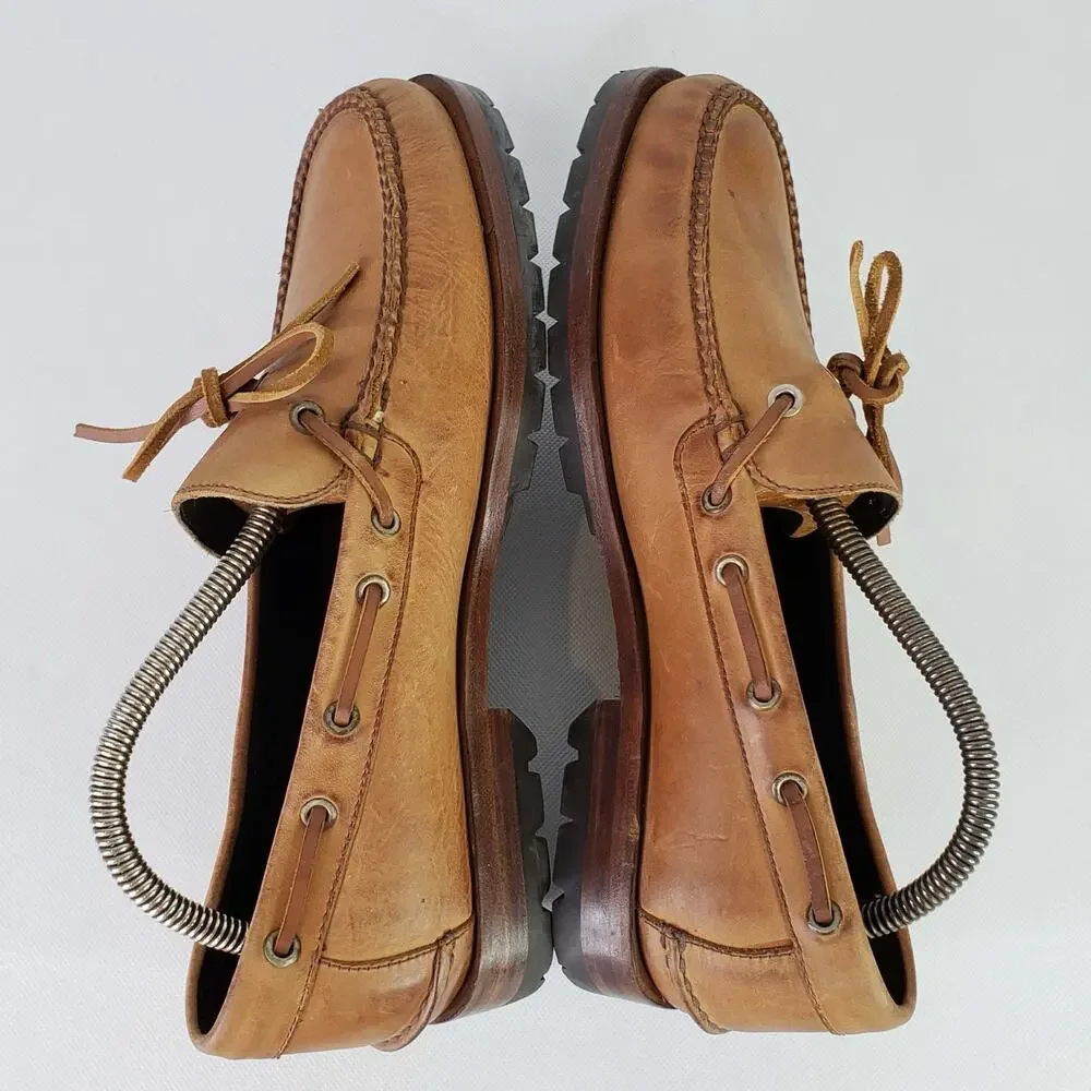 Vintage Polo Country Ralph Lauren Mens Size 9.5 D Boat Shoes Leather Brown